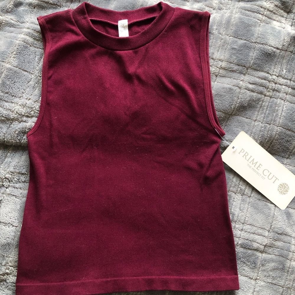 Burgundy High Neck Crop Top